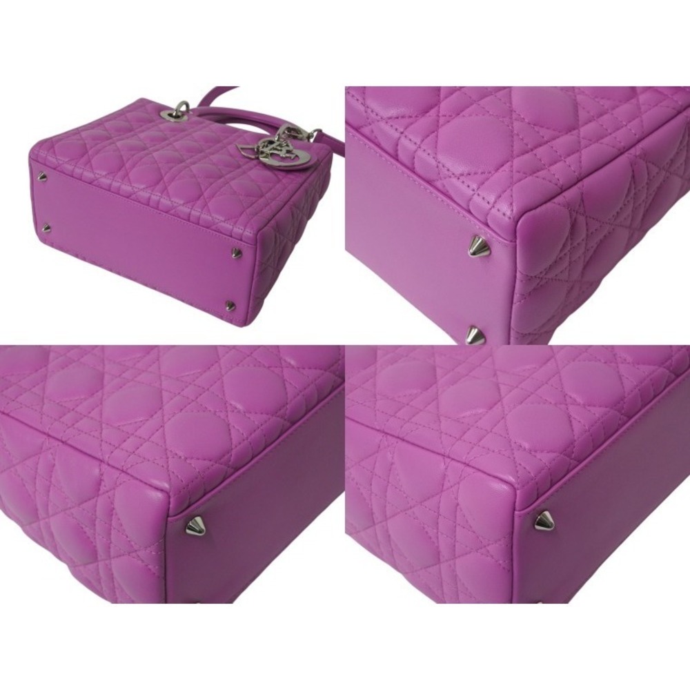 CHRISTIAN DIOR Lady Handbag Cannage Purple Silver - Picture 6 of 9